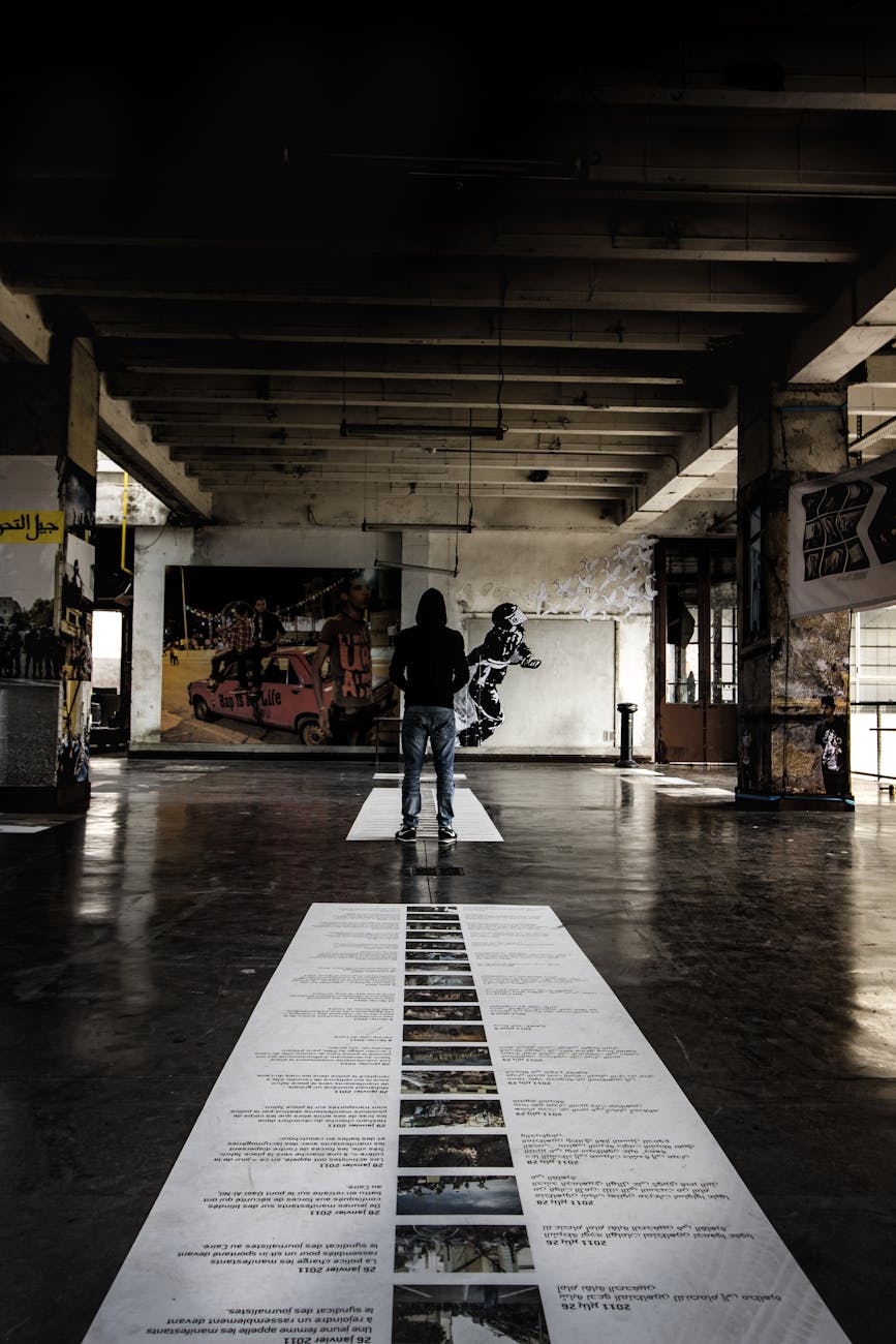 person standing on ceramic floor tiles